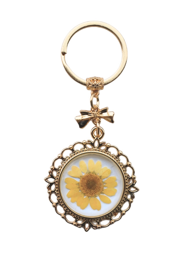Lacy Pressed Flower Key Chain