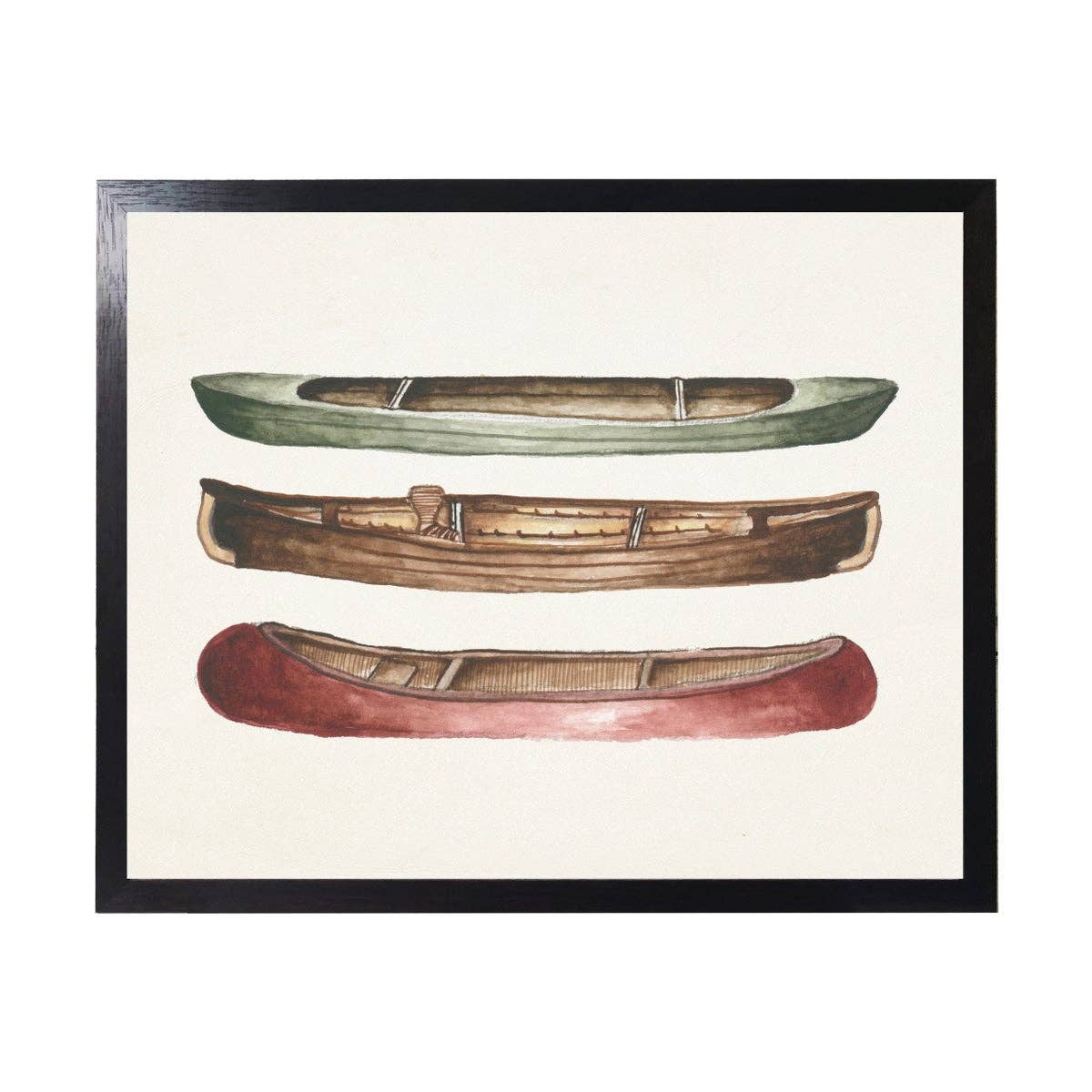 Watercolor Camping Canoes