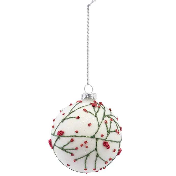 Winter Berry Frosted Glass Ornament
