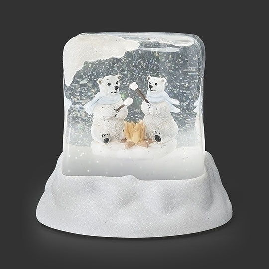 LIGHTED SWIRL POLAR BEARS ROASTING MARSHMELLOWS