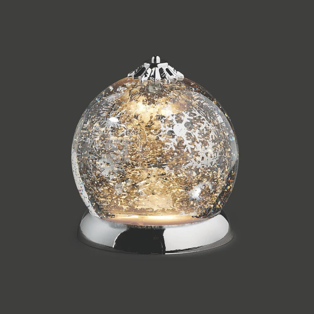 Confetti Lites Lighted Swirl Silver Glitterdome with Rotating Snowflakes
