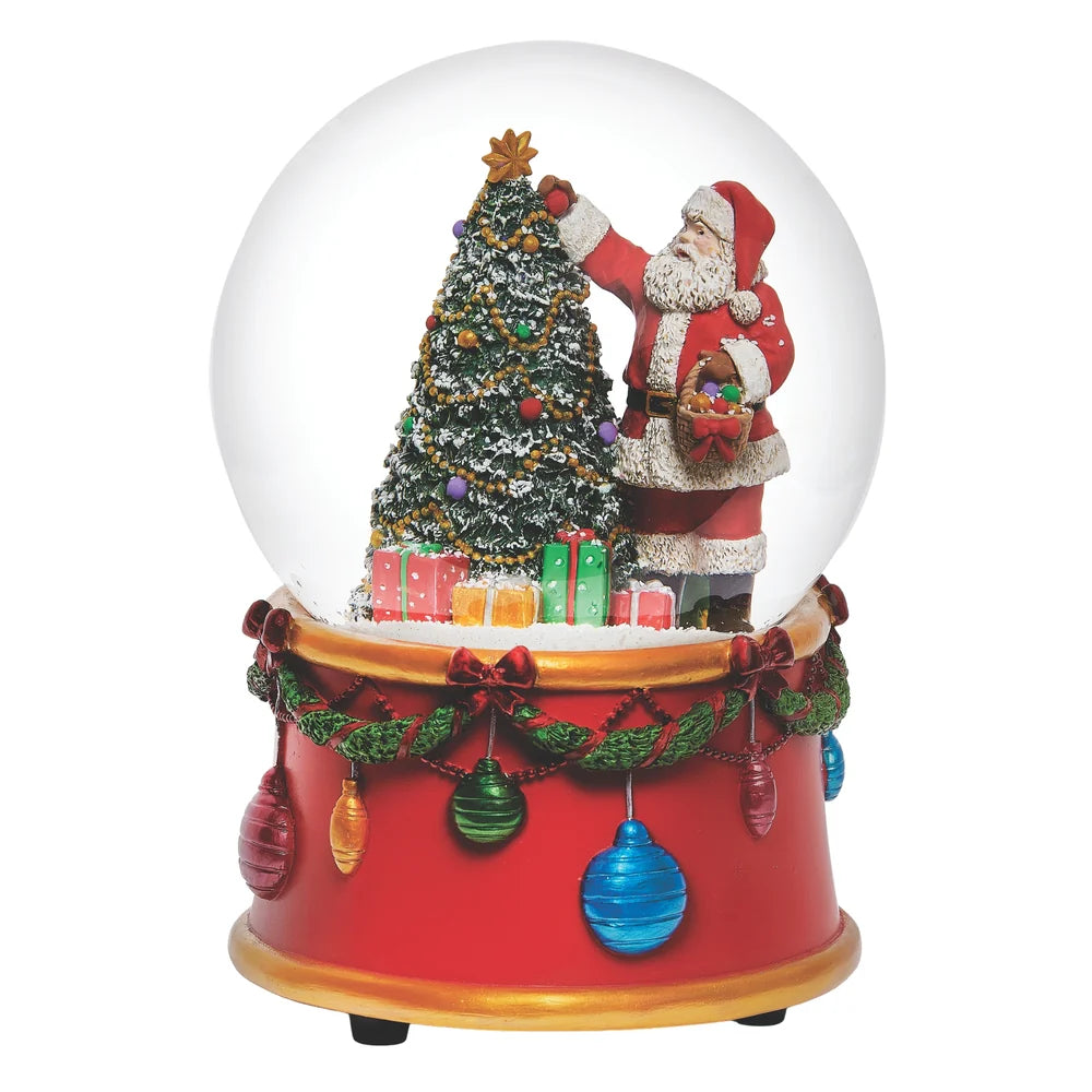 Glitterdome Santa Decorating Tree & Ornament Base - "Here Comes Santa Claus" Tune