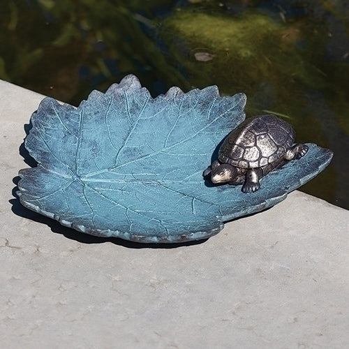Turtle on Leaf Birdbath