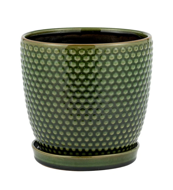 Green Hobnail Planter