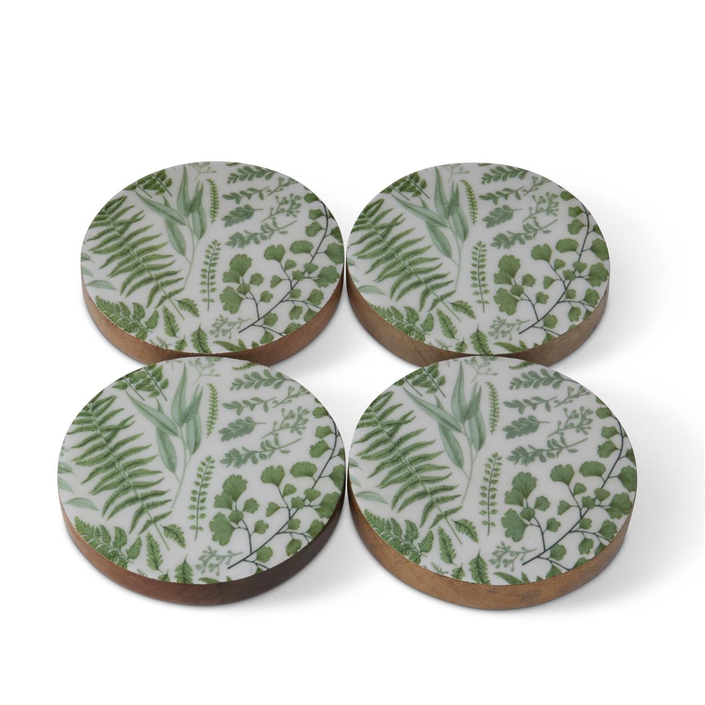 Fern Enameled Wood Coasters Set
