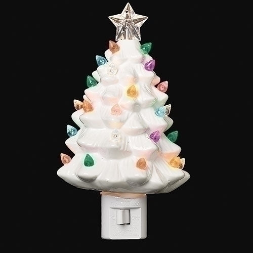 VINTAGE WHITE TREE NIGHT LIGHT;COLOR BULBS; SWIVEL PLUG