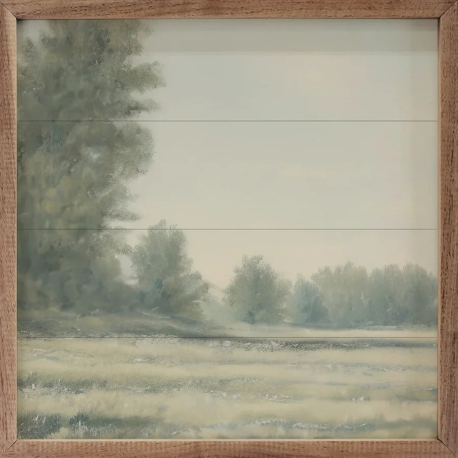 Soft Field with Pines Print