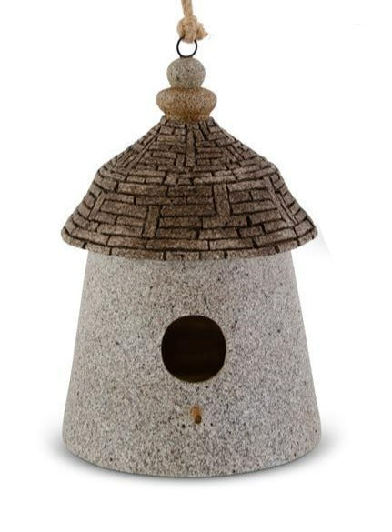 Stone Yurt Birdhouse w/ Rope Hangers