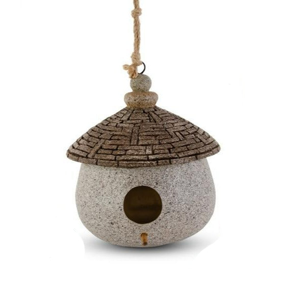 Stone Yurt Birdhouse w/ Rope Hangers