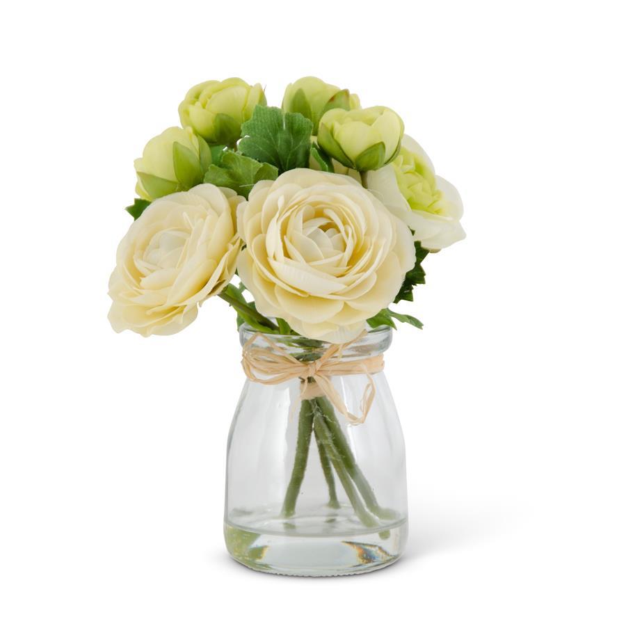 Ranunculus Bouquet in Glass Vase w/ Faux Water