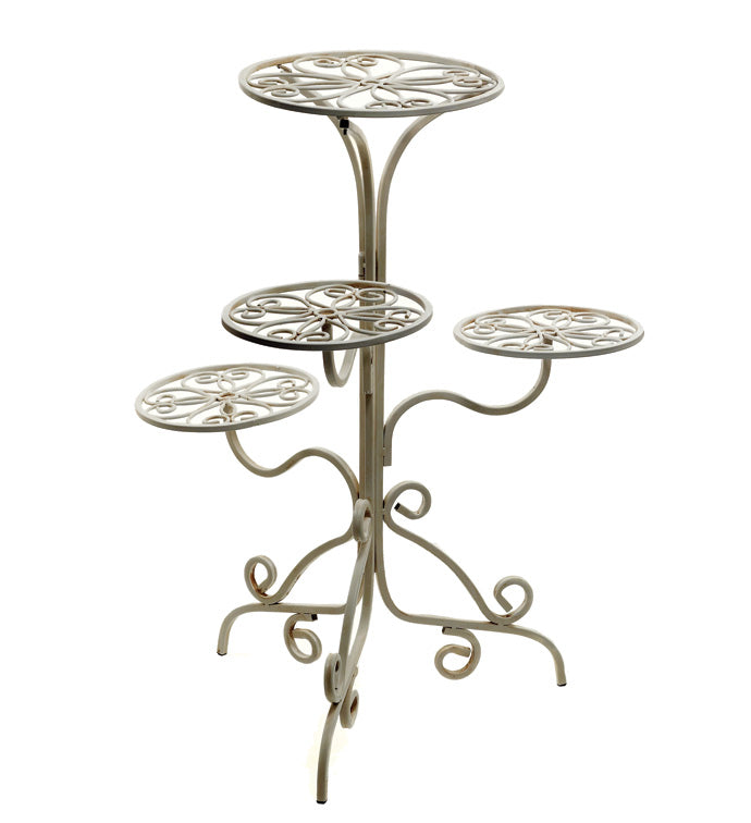 Antique White 4 Tier Plant Stand