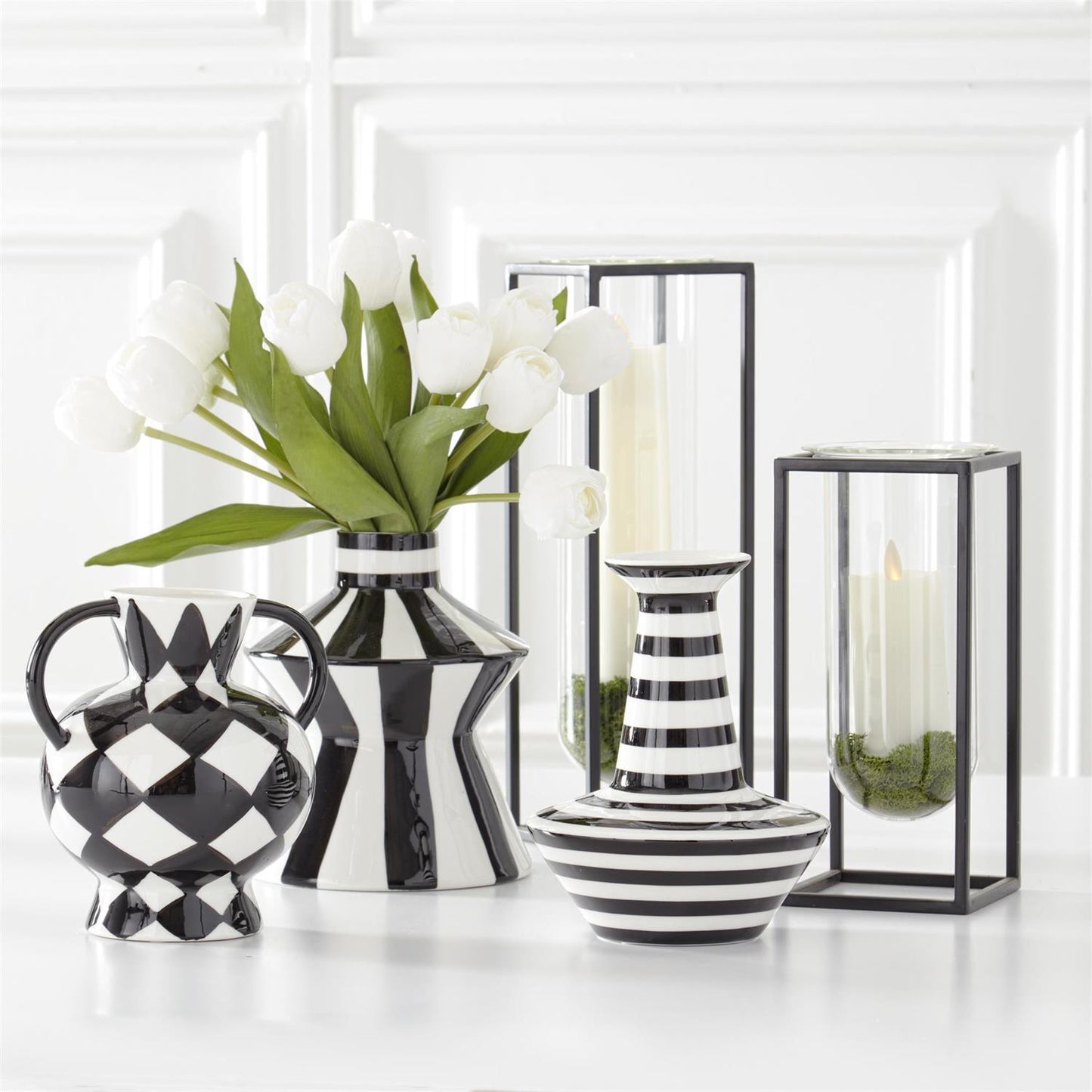 Glass Test Tube Vase in Black Metal