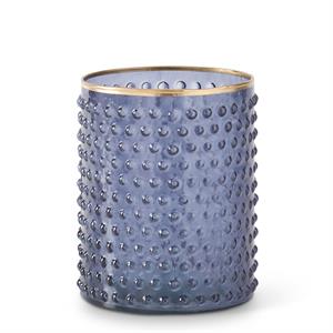 Blue Dot Embossed Container with Gold Painted Rim