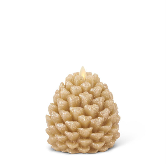 4.5im Gold Glittered Pinecone Luminara Candle