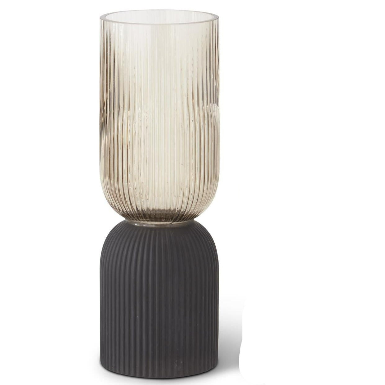 Brown and Matte Black Ribbed Vase