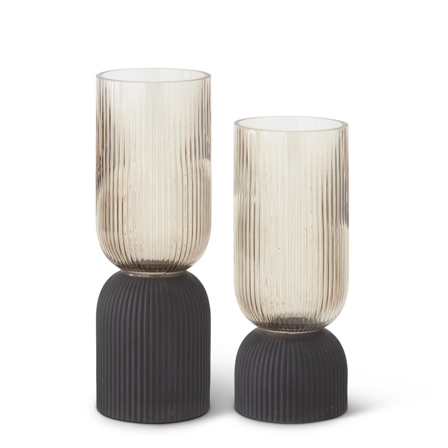 Brown and Matte Black Ribbed Vase