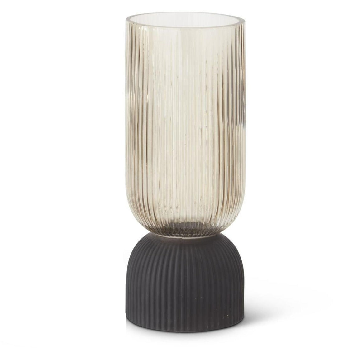 Brown and Matte Black Ribbed Vase