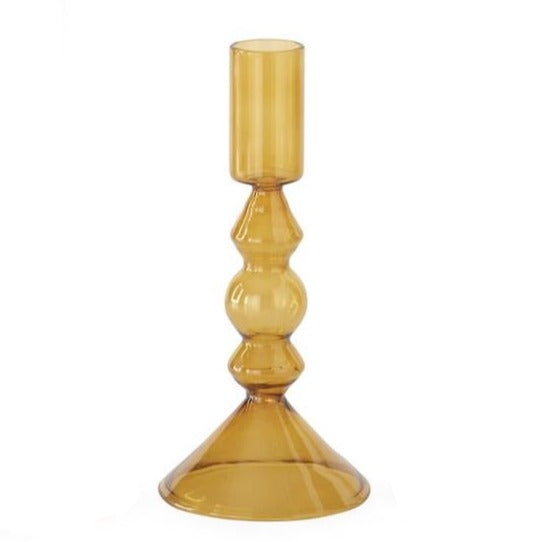 Handmade Amber Glass Taper Candle Holder