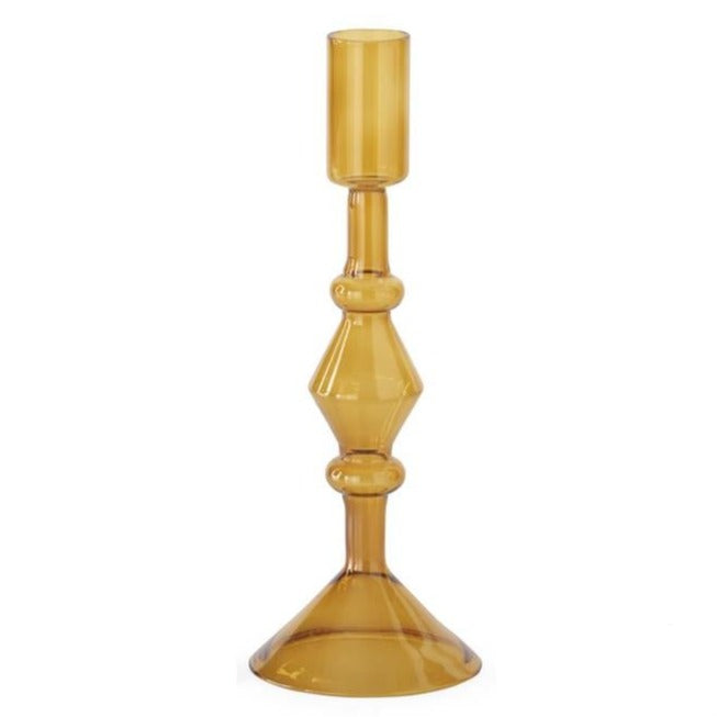Handmade Amber Glass Taper Candle Holder