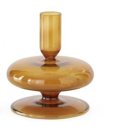 Handmade Amber Glass Taper Candle Holder