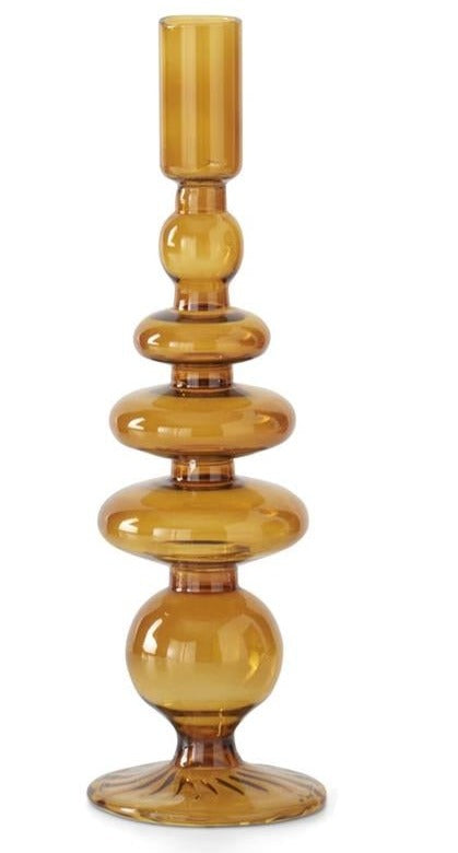Handmade Amber Glass Taper Candle Holder