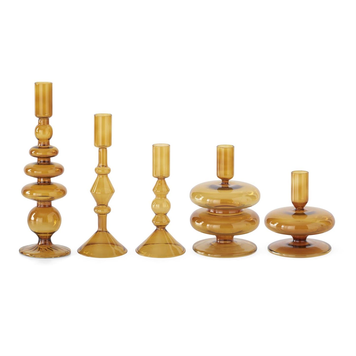 Handmade Amber Glass Taper Candle Holder