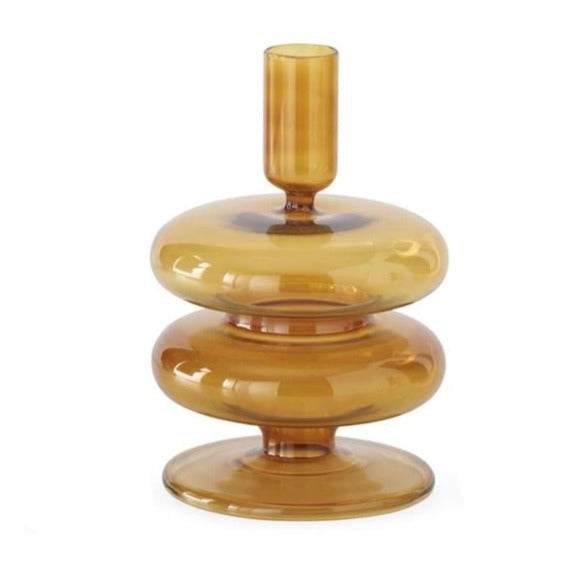 Handmade Amber Glass Taper Candle Holder