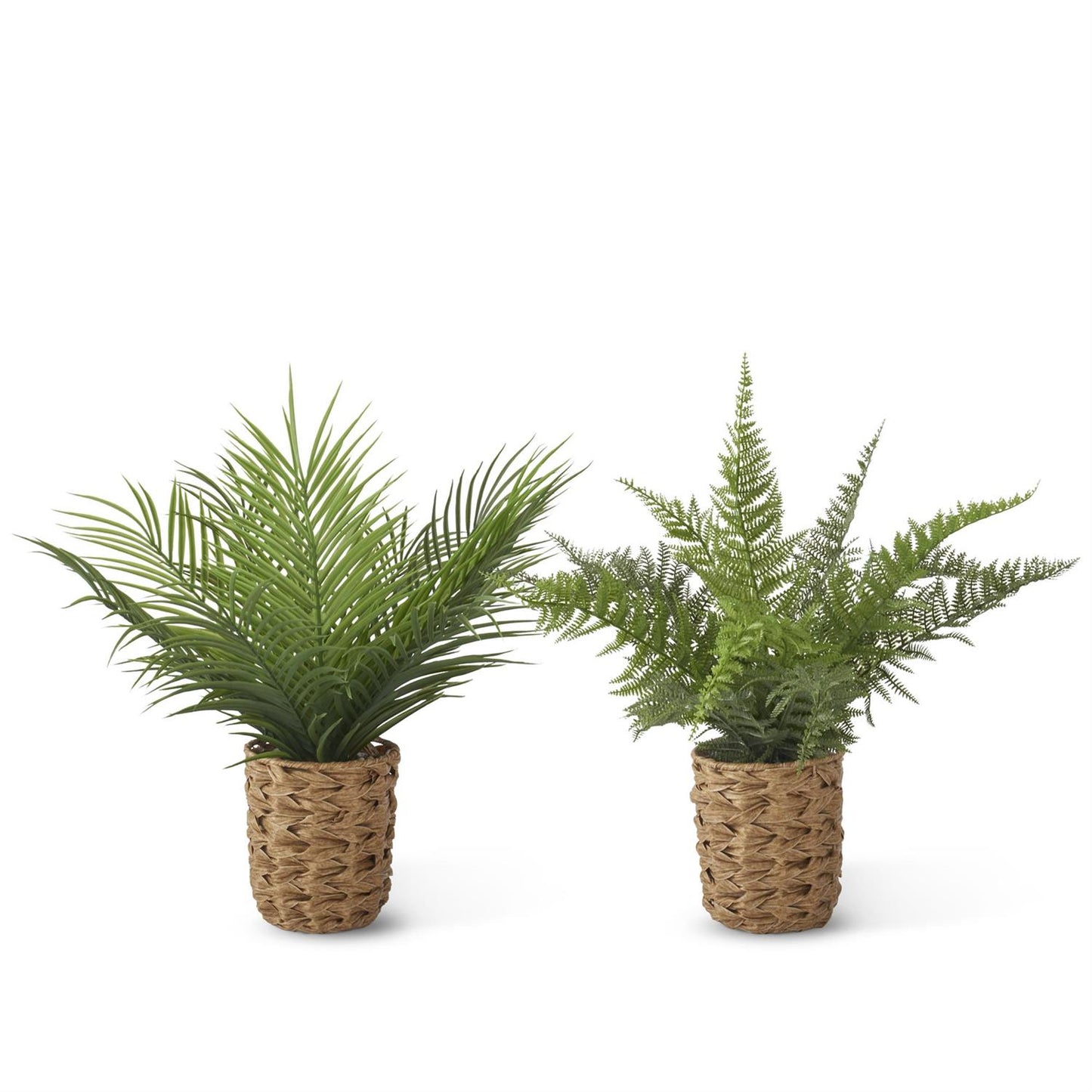 Faux Fern in Woven Pot with Rocks