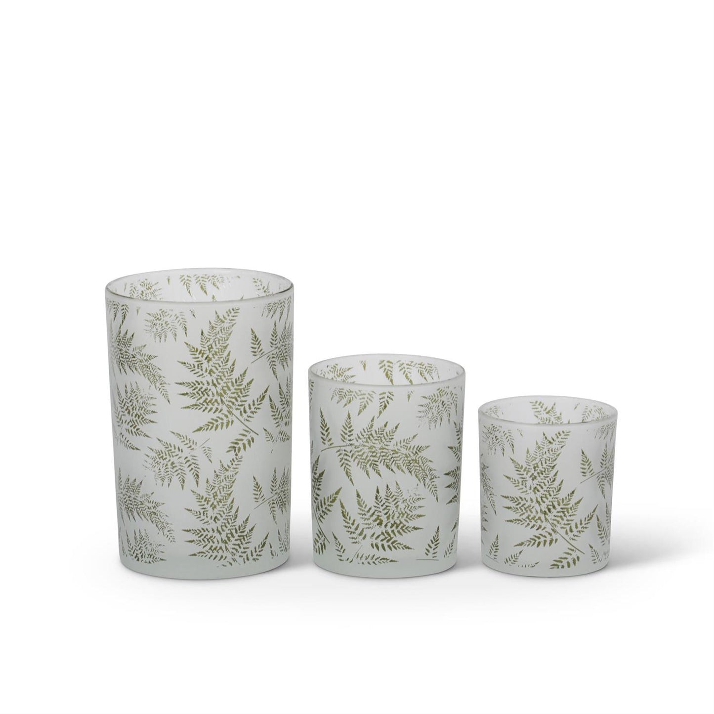 Fern Etched Frosted Glass Votive