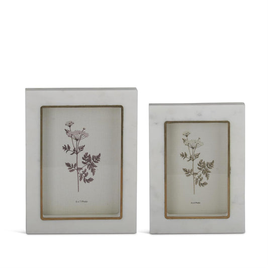 White Marble & Gold Gilded Trim Photo Frame