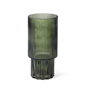 Green Line Pressed Glass Vase