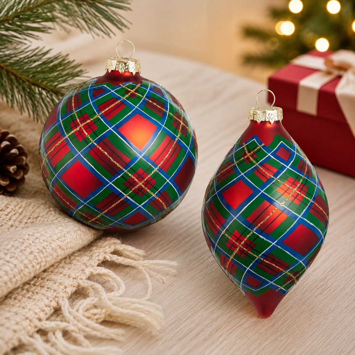 4" Plaid Ornament
