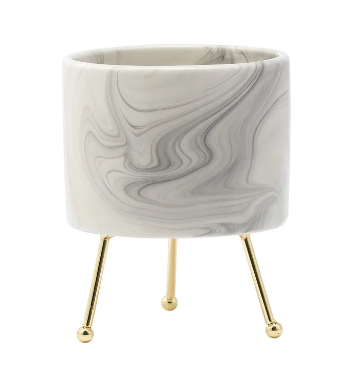 Marble Planter w/ Metal Legs