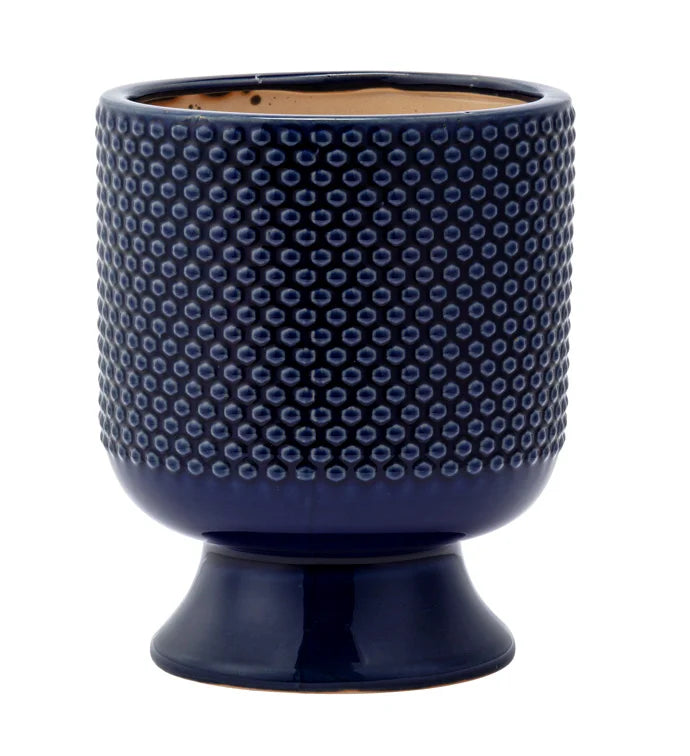 Cobalt Hobnail Pedestal Planter
