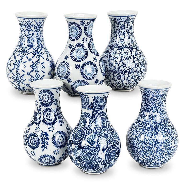 Small Blue & White Bud Vase