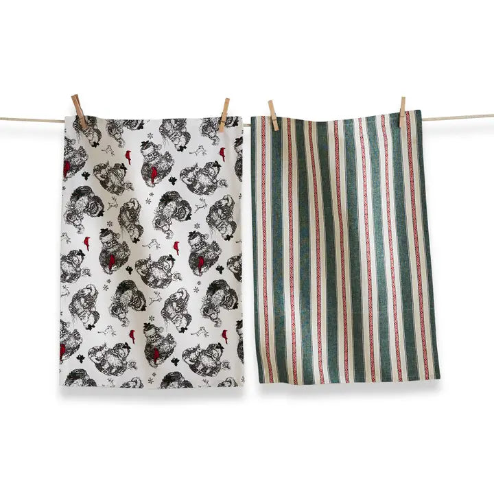 Christmas Farmhouse Santa Dishtowel Set of 2