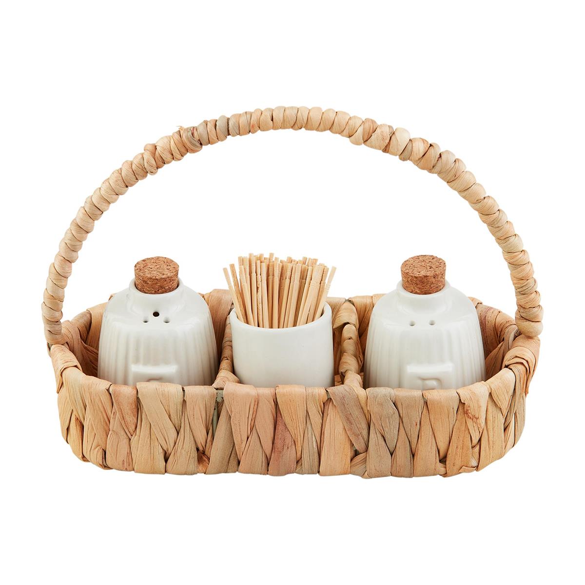 Woven Salt, Pepper & Toothpick Caddy