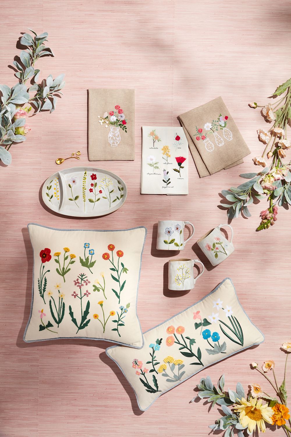 Botanic Stem Embroidery Pillow