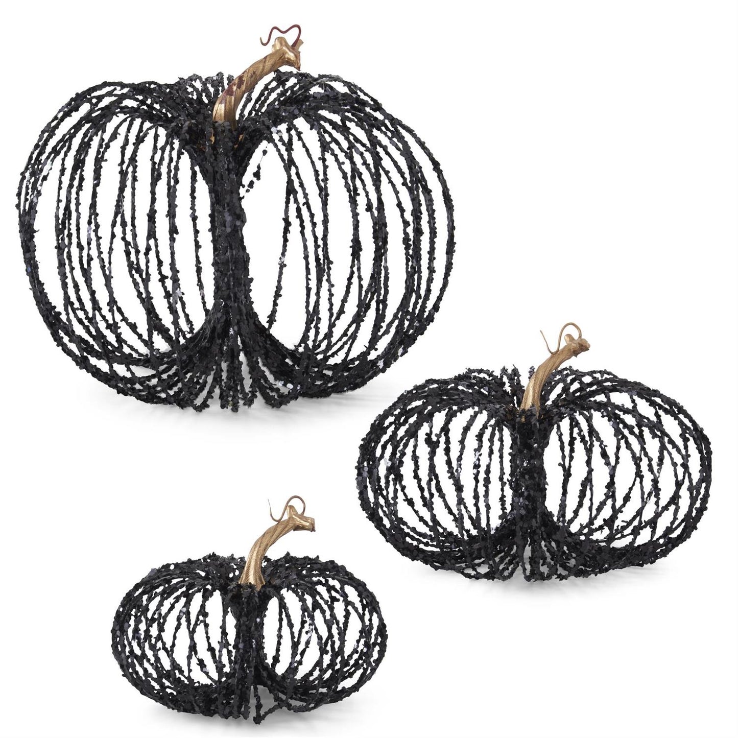 Black Glitter Wire Pumpkins