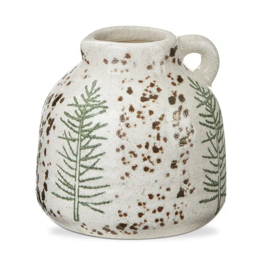 Winter Pine Tree White Stoneware Vase