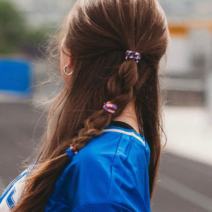 Game Day Red Blue White Hair Tie Bracelet
