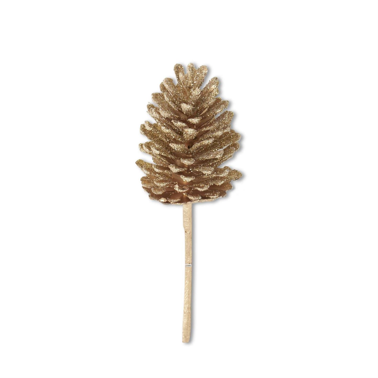 Gold Glittered Pinecone Stem