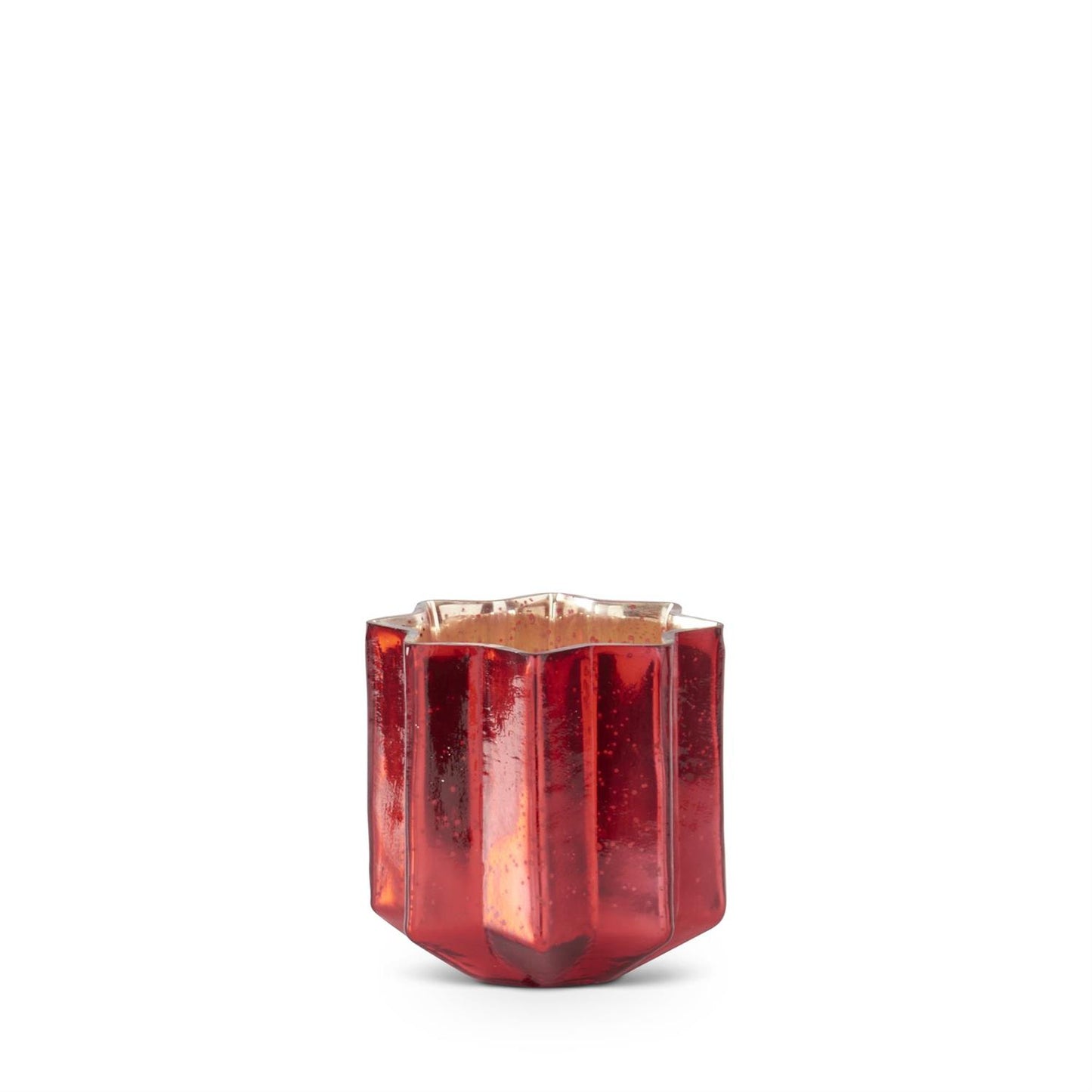 Speckled Red Mercury Glass Star Containers w/Gold Interior