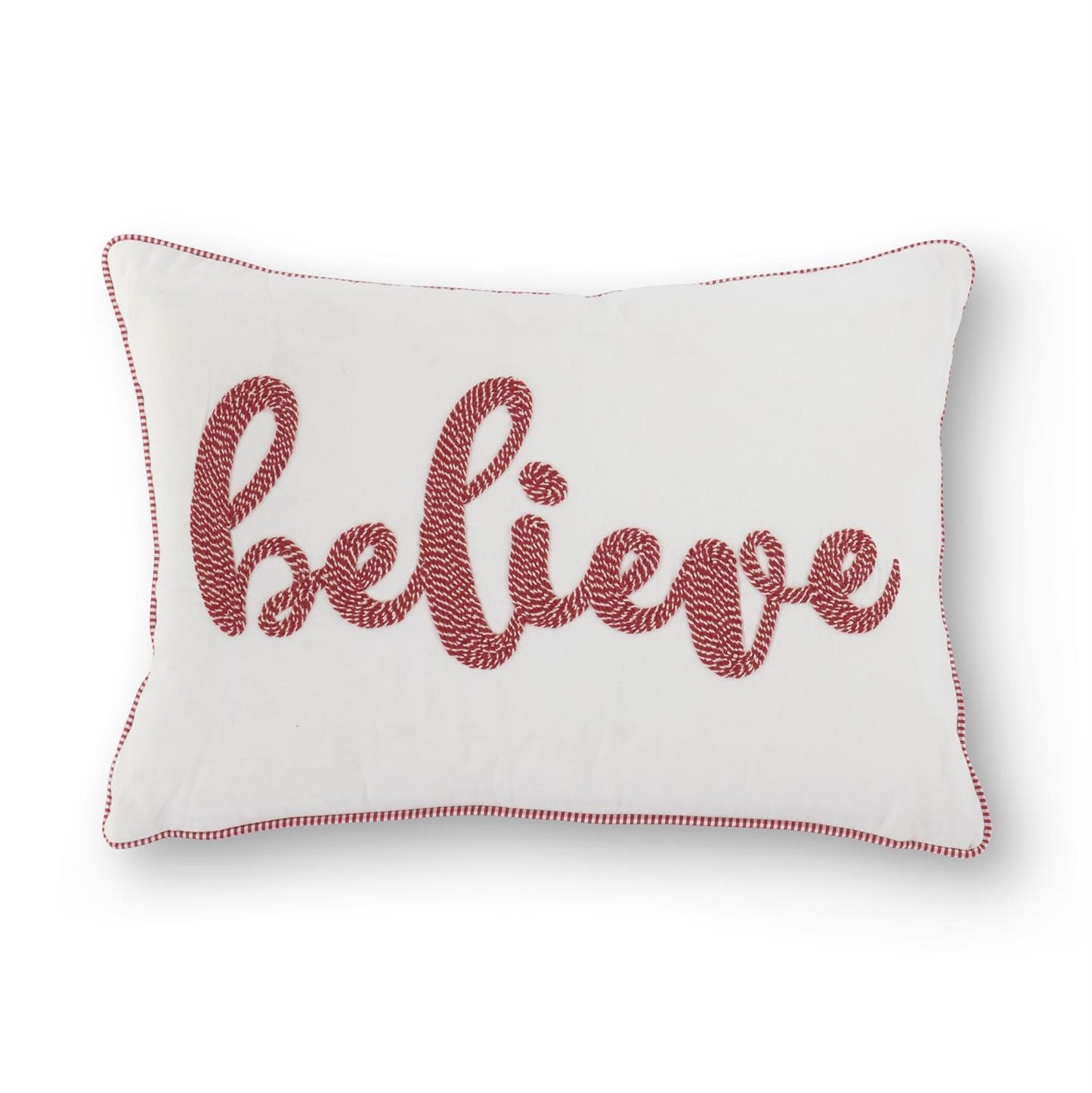 Embroidered "Believe" Pillow