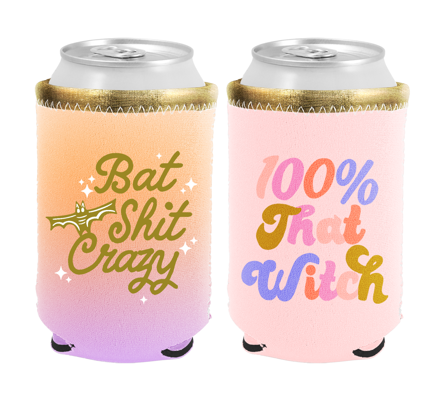 Reversible Can Insulator - 100% That Witch/Bat Shit Crazy
