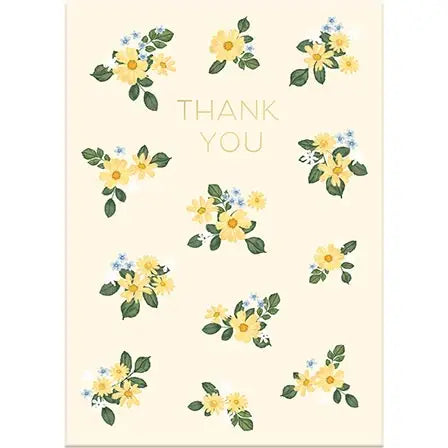 Greeting Card Thank You Ditsy Yellow Blue Flowers
