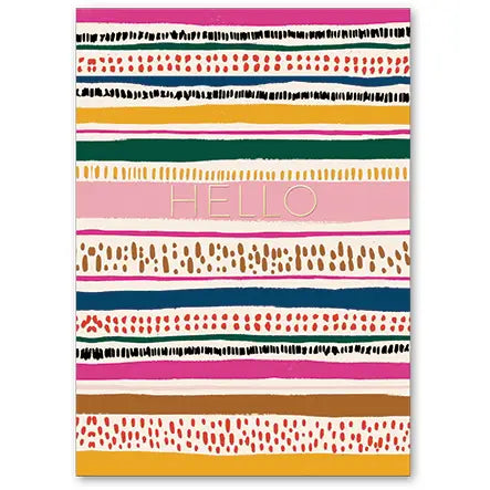 5X7 Greeting Card Hello Stripe