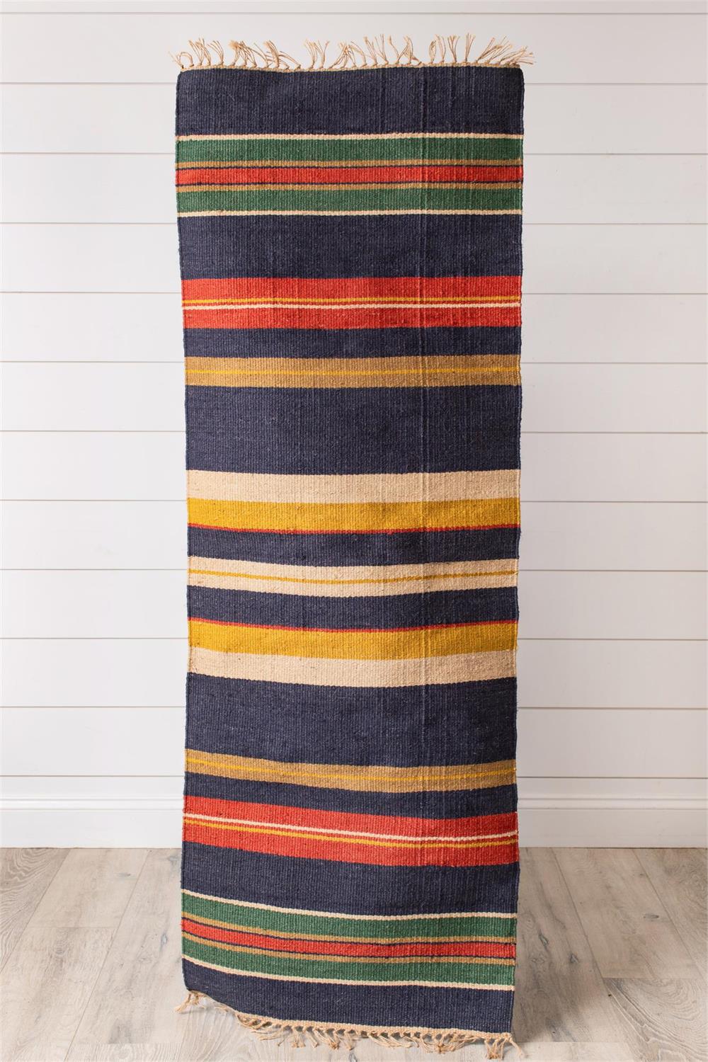 Rug - Multi Colored Striped Jute 24" x 72"