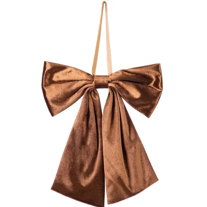 Velvet Harvest Bow Ornament · Rich Bronze