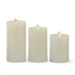 Set of 3 Pearl Ivory Recessed Wax Luminara Pillar Candles
